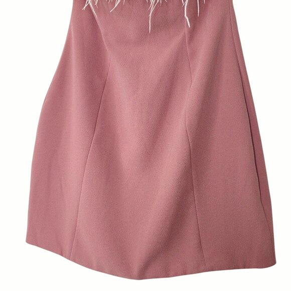 House of CB Alexa Mini Dress Warm Pink Feather Strapless Size S - Picture 6 of 14